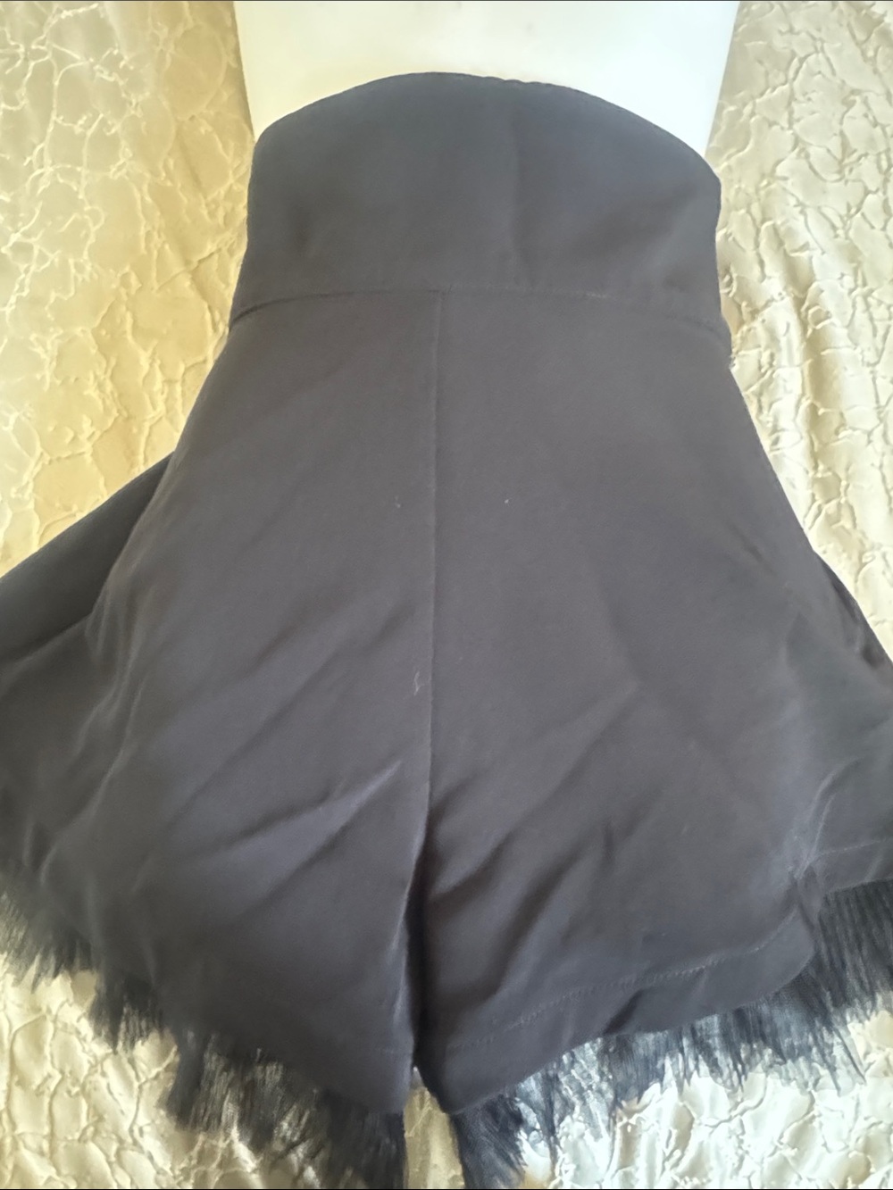 Black Strapless Tulle Hem Mini Dress